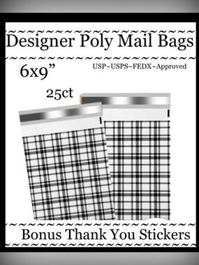 25ct 6x9’ Polymailer Bags~BONUS 25ct Free Stickers~New~